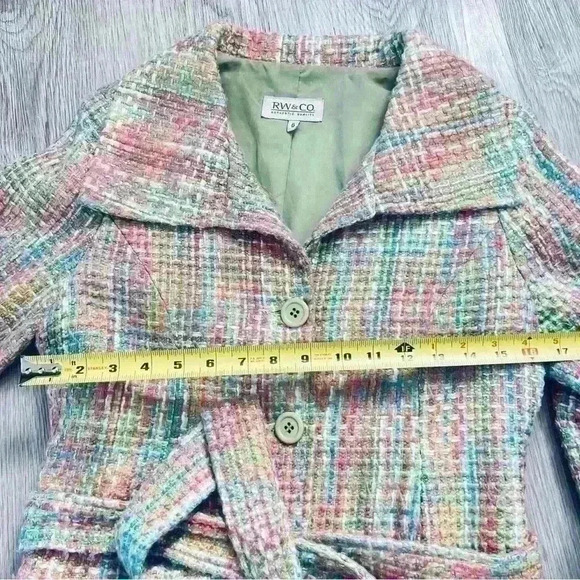 RW&CO PASTEL PINK LILAC BLUE TWEED FALL JACKET SIZE  6 - Picture 3 of 16